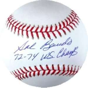  Sal Bando autographed Baseball Inscribed 1972 74 W.S 