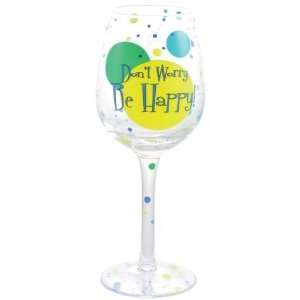   Glass 19048 Dont Worry, Be Happy 15oz. Wine Glass 