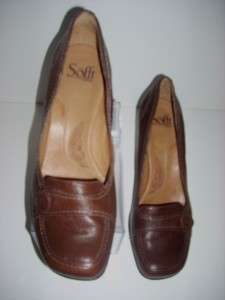 Womans SOFFT Brown Leather Heels Pumps Shoes Size 9 M Nice  