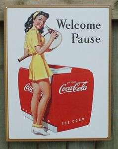   Welcome Pause Tin Sign Garage Man Cave Tennis Pin Up Girl Soda  