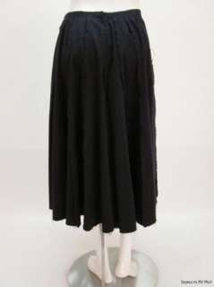 CHARLES CHANG LIMA Black Frayed A Line Full Skirt sz 4  