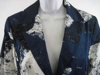 CHARLES GRAY Navy Print Button Front Blazer Jacket Sz M  