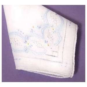  Something Blue Bridal Hankie White Wedding Handkerchief 
