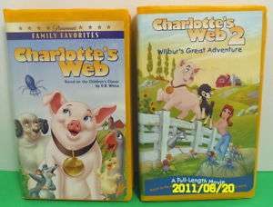 CHARLOTTES WEB ONE & TWO VHS MOVIE VIDEO  