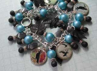 altered art,charm bracelet,kellyreins,black crow,dog,puppy,alice in 