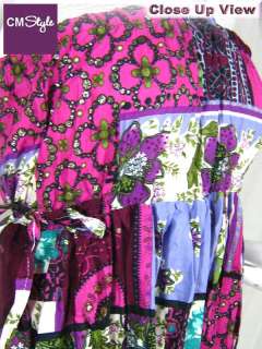 Halter Batik Print Bohemian Dress / Skirt Purple S  