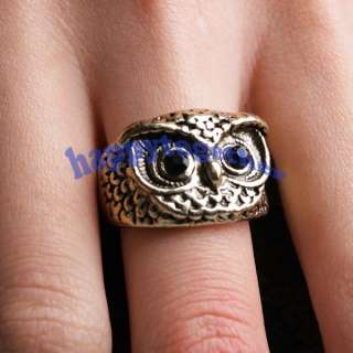 Cute Vintage Owl Face Shape Finger Ring Party SIze N 6.5 J0116  