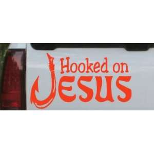 Red 34in X 18.5in    Hooked On Jesus Christian Car Window Wall Laptop 