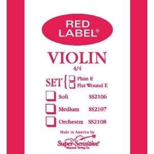  Super Sensitive Red Label 2106 Violin String Set, 4/4 Soft 