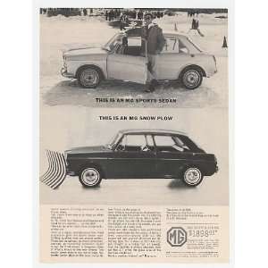  1964 MG Sports Sedan Snow Plow Safe Winter Car Print Ad 
