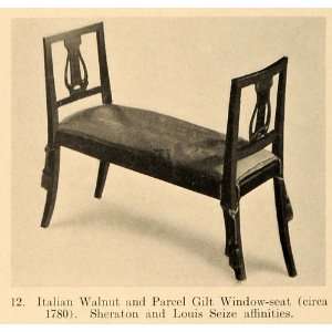  1919 Print Wood Window Seat Italy Sheraton Louis Style 