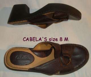 cabela s slip on heel slide sandals size 8 m brown leather upper 2 