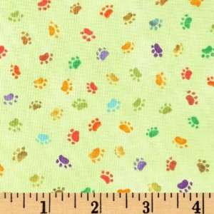  44 Wide Smoochie Poochie Paw Prints Lime Fabric By The 