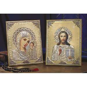  Gold / Silver Madonna & Christ Icons 
