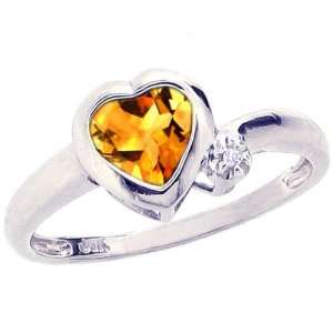   Gold Simply Heart Gemstone Ring Citrine, size5.5 diViene Jewelry