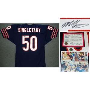  Mike Singletary Signed Bears t/b Navy Jersey Sports 