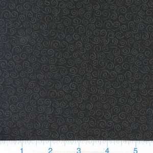  45 Wide Muslin Mates Swirls Charcoal on Black Fabric By 
