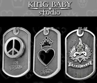 King Baby Small DOG TAG Heart Peace Chosen 925 necklace  