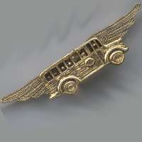 Cast Gold Plated School Bus Pin on 2.25 Wings  