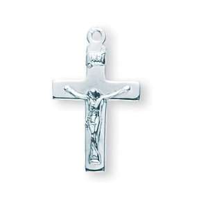 Small Plain Crucifix w/18 Chain   Boxed St Sterling Silver Religious 