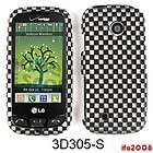 FOR LG COSMOS TOUCH ATTUNE BEACON 3D BLACK WHITE CHECKERED CASE COVER 