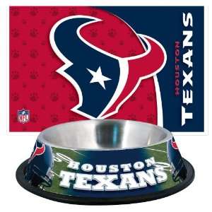  Houston Texans Pet Bowl and Mat Combo