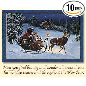 Old World Christmas Snowy Sleighride Christmas Cards Pack of 10 Cards 