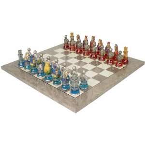  Medieval Theme Chess Set on Glass Base Deluxe Package 