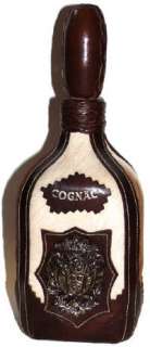 1970s Vintage Cowhide Fur Leather Cognac Bottle Coozie  