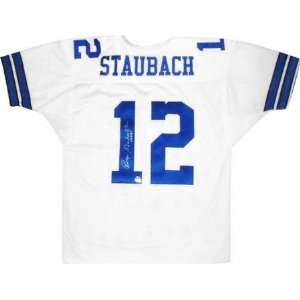  Roger Staubach Autographed White Custom Jersey with HOF85 