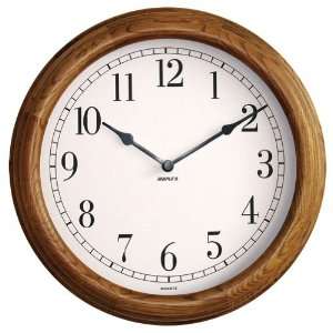  16 Oak Wall Clock   Contoured Molded Edge Bezel