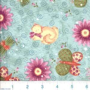  45 Wide Country Junction Floral Kitty Mint Fabric By The 