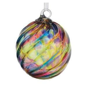  Glass Eye Studio Hand Blown Rainbow Twist Glass Ornament 