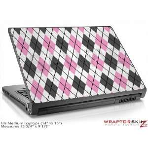  Medium Laptop Skin Argyle Pink and Gray Electronics