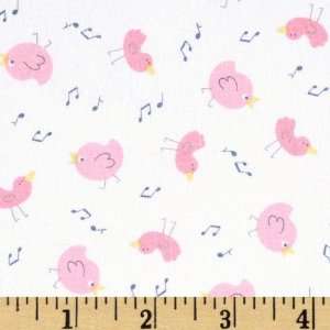   Ivory/Pink Tunes Simply Baby Fabric By The Yard Arts, Crafts & Sewing