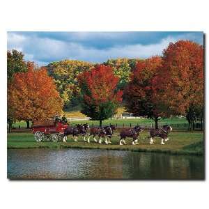  Clydesdales   Fall by a Pond   18 x 24 Canvas   Game Room 