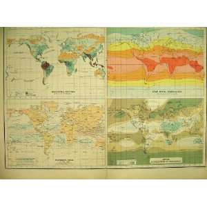 1898 Map World Climate Rainfall Temperature Winds Print 