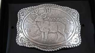 Crumrine DEER Western Belt Buckle Antique Silver buck  