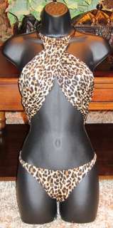 Victorias Secret $68 Gold Necklace Leopard Print Monokini Swimsuit 
