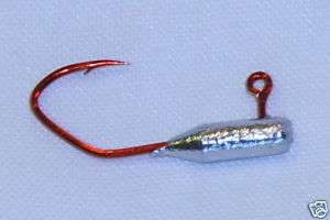 15 pk 1/64 oz Tube Insert Crappie Jigs Red Sickle Hook  