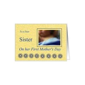  Sister First Mothers Day, baby boy with blue blanket Card 