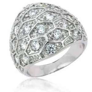    Sterling Silver Simulated Diamond CZ Honeycomb Ring Jewelry