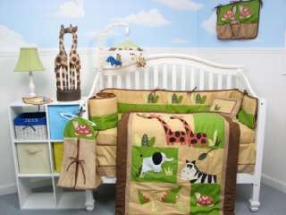 Safari Jungle Animals Baby Crib Nursery Bedding Set 13 pcs included 