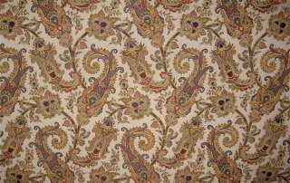 6yds Paisley Gold Jeweltone Brocade Upholstery Fabric  
