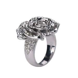  Silvertone Rose Flower Ring (8) Jewelry