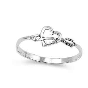  Sterling Silver Heart & Arrow Ring   Size 8 Jewelry