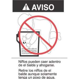  2 7/8 x 5 Spanish Warning (Bucket Drowning) Labels (500 