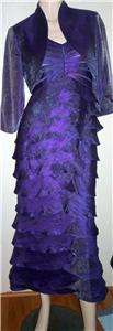 Adrianna Papell Shimmery Purple Evening Shutter Tuck Gown with Bolero 