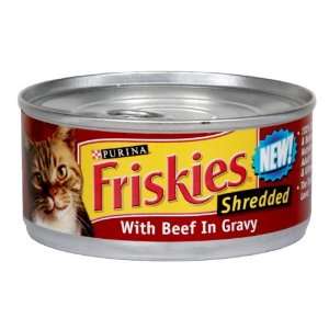  Friskies Cat Food with Beef in Gravy, Shredded, 5.5 Oz 