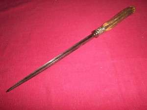   Rare English Stag Six Sided Knife Sharpening Steel 13 in.  